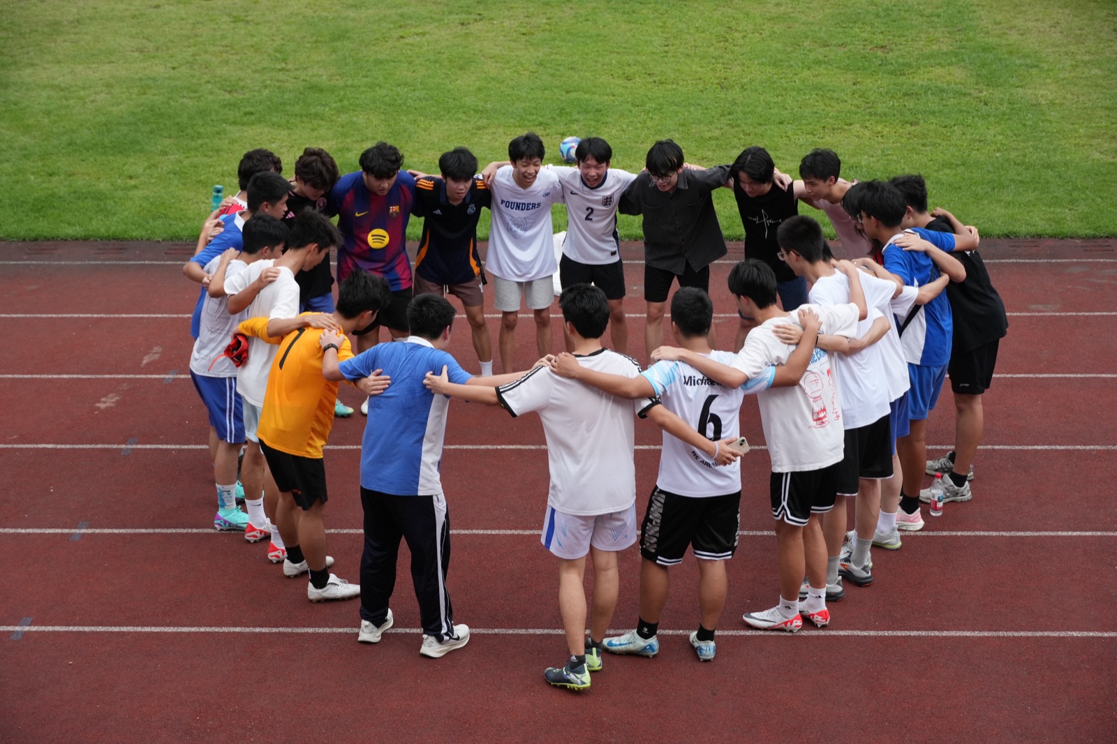 House Soccer team huddle